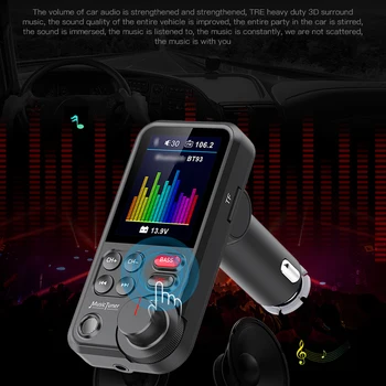 Auto BT MP3 Mūzikas Atskaņotājs, FM Raidītājs Dual USB Auto Uzlādes Adapteris ar 1,8 Collu Krāsu Displejs Atbalsta brīvroku Zvanīšana U-Disk