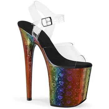 Sandalias Sieviešu Sandales Dāmas Sūkņi Modes PVC Siksnu Sprādzes 20CM Plānas Augstiem Papēžiem Atvērtā Toed ūdensizturīgs Puse kurpes sieviete