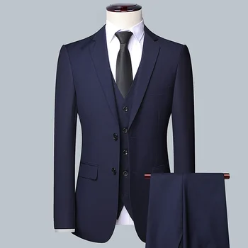 2023High-kvalitātes tīrtoņa krāsu (uzvalks + veste + bikses) Vīriešu biznesa formālu uzvalku 3/2 biznesa uzvalks līgavainis un labākais cilvēks