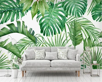 Pasūtījuma rokām apgleznotas akvarelis, tropu augi tapetes ainava lapu TV dīvāns fona tapešu guļamistaba dekori