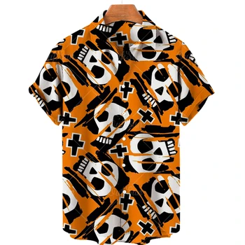 Modes Cēloņu Galvaskausa 3d Iespiesti Krekls Vasaras Vīriešu Apģērbu Hawaii Zaudēt Īsām Piedurknēm Elpojošs Topi Tee Vīriešu Dizaineru Drēbes