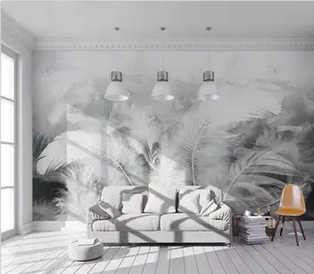 Pasūtījuma spalvu tapetes Ziemeļvalstu mūsdienu minimālisma gaismas luksusa radošo melno un balto spalvu TV fona sienas tapetes