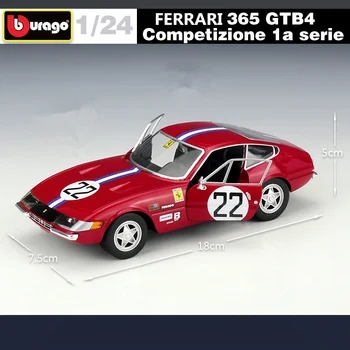 1:24 Ferrari 365 GTB4 Competizione 1a serie Sakausējuma Dziesmu Sporta Auto Modeli Diecasts Metāla Sacīkšu Auto Modelis Bērniem, Rotaļlietas, Dāvanas,