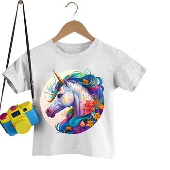 Skaists, Krāsains Unicorn Bērnu Apģērbi, Bērniem, Vintage Dzīvnieku Vasaras TShirts Oriģināla Karikatūra Unicorn Zēni Meitenes T-Krekli