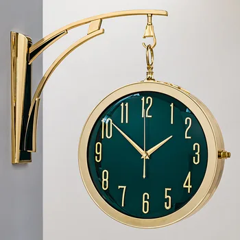 Mūsdienu luksusa dubultā sakausējuma sienas pulkstenis dzīvojamā istabā Klusums sadzīves vienkārši kvarca pulkstenis Restorāns apdare sienas pulksteņi