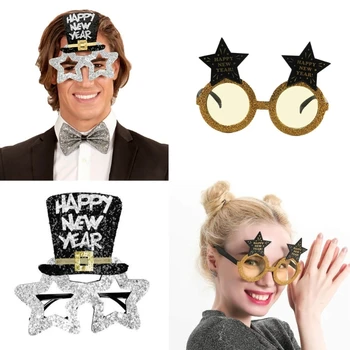 Sieviešu, Vīriešu Laimīgu Jauno Gadu Brilles Jaunums Saģērbt Foto Aksesuārus, Apaļas Brilles Festivāls Puse Tērpu Aksesuāri