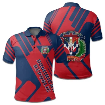 Dominikānas Republika tēvijas karoga 3D drukāšanas polo krekls vīriešu topi, T-kreklu gadījuma modes polo krekls