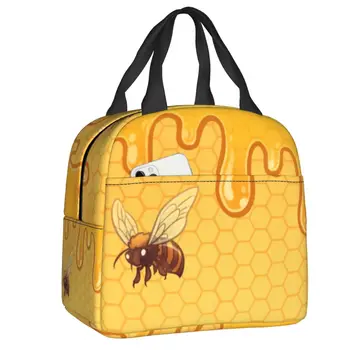 Medus Un Bites Izolētas Pusdienas Somas Sievietēm Šūnveida Portatīvo Siltuma Vēsāks Bento Lodziņā Āra Kempings Ceļojumu