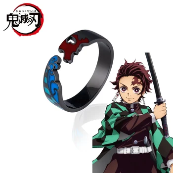 Demon Slayer Ring Kimetsu Nav Yaiba Kamado Tanjirou Metāla Regulējamu Pirksta Gredzenu Anime Cosplay Aksesuārus, Rotaslietas, Dāvanu Draugiem