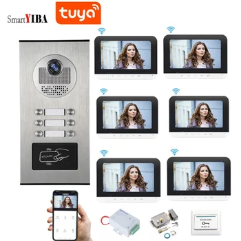 Tuya WIFI Video Ēkas Komunikāciju Sistēmas 2-12 Vienības Dzīvoklis Video Durvju Durvis Tālrunis Ar Elektrisko Slēdzeni Durvju Piekļuves Komplekti