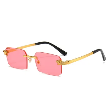 Vintage Zīmolu Dizainera Bez Apmales Metāla Leopard Vadītājs Saulesbrilles Sievietēm, Vīriešiem 2023 Trending Saules Brilles Modes Luksusa Laukumā Ēnā