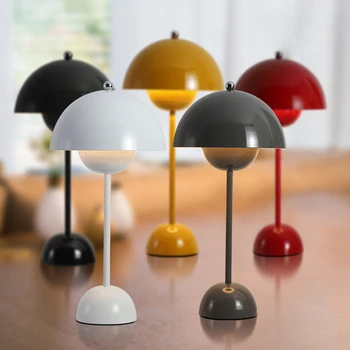 Ziedu Pumpuru Forma LED Galda Lampa, Uzlādējams Par Guļamistabu, ēdamistabu Touch 3 Krāsu Aptumšojami Apdare Sēņu Galda Nakts Gaisma