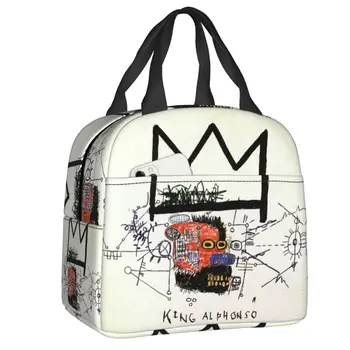 Karalis Alphonso Pusdienas Kaste, lai Sievietes Ūdensizturīgs Basquiats Grafiti Siltuma Vēsāks Pārtikas Izolētas Pusdienas Skolas Soma Bērniem, Students