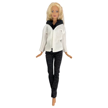 NK 1 Gab Mūsdienu Balts Krekls+ Modes BlackTrouseres Ikdienas Valkāšanai Barbie Lelle Kleita Meiteņu 1/6 Lelle Piederumi Bērnu Rotaļlietas