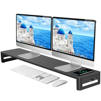 Vaydeer USB hub bezvadu lādēšanas stāvvadu studio metāla ergonomisks datora LCD ekrāna klēpjdators dual stand