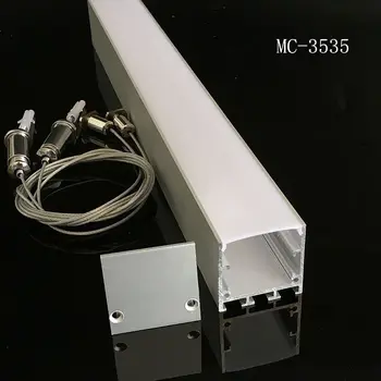 1M/2M garš 35mm*35mm izmēra alumīnija sakausējuma profilu ar piena PC vāks;Ar tērauda trosi;Alumīnija led profils led sloksnes gaismas