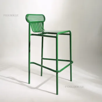 Skandināvijā Kaltas Dzelzs Bāra Krēsli Bāra Mēbeles Augstu Atzveltni Krēsls Vienkārši Mūsdienu Dizaineru Atpūtas Kafijas Veikals Bāra Krēsls