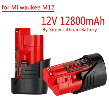 12V Milwaukee Akumulatora 12.8 Ah Saderīgs ar Milwaukee M12 XC 48-11-2410 48-11-2420 48-11-2411 12-Voltu Akumulatora Instrumenti Akumulatora