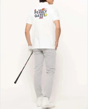 PERLAMUTRA VĀRTIEM, Golfa Vīriešu Īsām Piedurknēm T-krekls 2023 Modes Sports Top Polo Apkakle Kokvilnas Elpojošs Āra Golfa Mācību T-krekls
