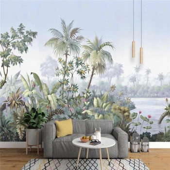 Beibehang Eiropas dārza meža rainforest banānu tapetes palmu koku retro Foto 3D Sienas Dzīvojamā Istabā, Guļamistabā, Mājas Dekoru