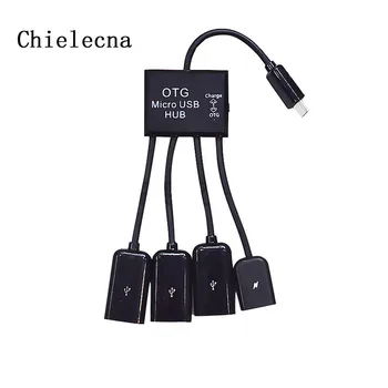 Chielecna Karstā pārdod 4 Ports Micro USB2.0 Jauda Uzlādes OTG HUB Kabeļa Viedtālrunis Tabula