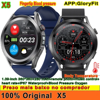 Sākotnējā X5 Smart Skatīties 1.39 collu Pirkstu asinsspiediens, Sirdsdarbības Temperatūras Uzraudzīt IP67 Waterproof Smartwatch Vīrieši Sievietes