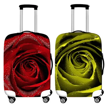 Bagāžas Putekļu Vāciņš 3D Rose Puķu Sabiezēt ādas Elastību Bagāžas Protctive Vāks 19-32 Collu Čemodāns Segtu Ceļa Piederumus