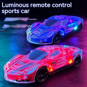 Modelis Rc Ātrums Sacīkšu Automobiļus Ar 3D Gaismu Caurspīdīgu Diecasts Rotaļlietas Elektriskās Automašīnas Simulācijas Inerces Transportlīdzekļa Rotaļlietas Bērniem