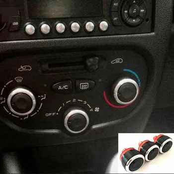 Par Peugeot 206 207 Citroen C2 3 gab./Komplekts Auto AC Rokturi Alumīnija sakausējuma Gaisa Kondicionēšanas Karstuma Kontroles Slēdzis Piederumi