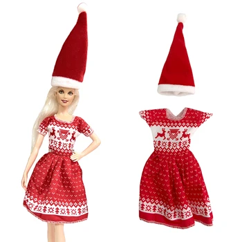 1 Gab. Karstā Pārdošanas Modes Ziemassvētku Kleita Bērnu Rotaļlietu Miniatūri Aksesuāri Puse Santa Cosplay Apģērbu Barbie Lelle DIY Klāt