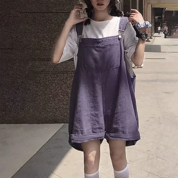 Korejas Modes (Dungriņi) Violeta Džinsa Bikses Sievietēm Meitene Vasaras Zeķu Jumpsuit Dzimšanas dienas Brīvdienas Gadījuma Vaļīga Apģērba