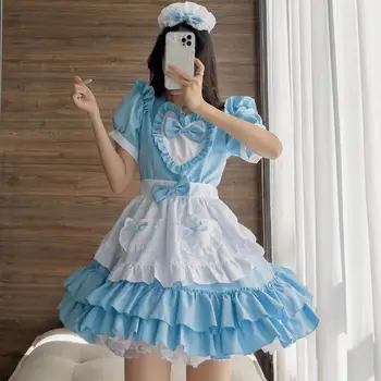 Sexy Sweet Blue Meitene Apģērbs Plus Lieluma Lolita Meitene Tērpi Meitenēm, Sievietēm, Jauki Meitene Cosplay Kostīmu Japāņu Animan Kleita Drēbes