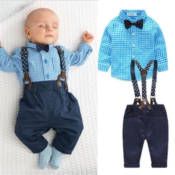 0-24 Mēnešiem Jaundzimušais Zēns, Apģērbu Mazais Džentlmenis Toddler Blūze, Krekls Top+ Krūšautlenču Bikses (Dungriņi) Apģērbs Mazulim Zēnu Apģērba Komplekts