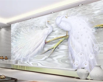 beibehang tapetes sienu ruļļos Pasūtījuma papel de parede 3d eleganta balta pāva dekoratīvās sienas tapetes sienām 3 d