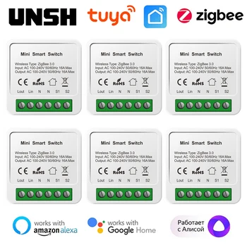 16.A Tuya Smart Zigbee Slēdzis 2-way Vadības Slēdzis Mini Smart Breaker Smart Dzīvi Kontroles Darbu Ar Alexa, Google Home Yandex Alise