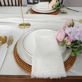 10 gab. par izslēgtu baltu kokvilnas guaze salvetes kāzu dekorēšana baltā galda dvieļi dinning galda marli autiņu