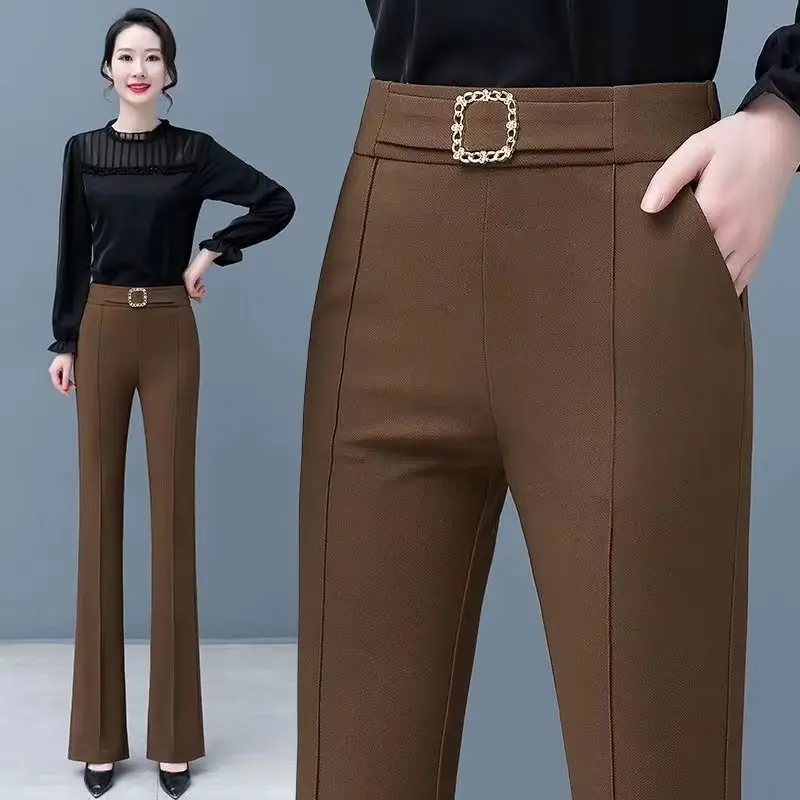 2023 Jaunā Pavasara Rudens Sieviešu Vintage Šiks Ilgi Silm Cietā Bikses Modes Gadījuma Sieviešu Elegants Izlīdzināšanu Elsas Streetwear C24