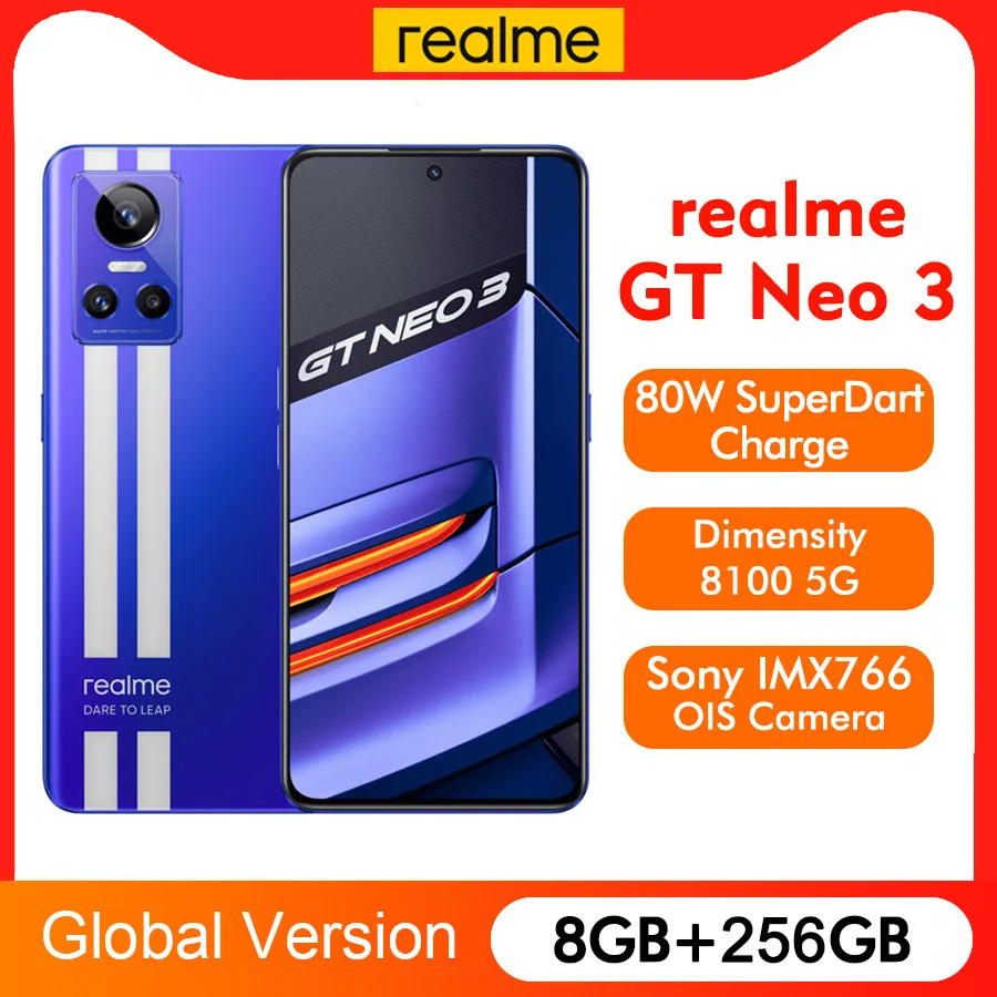 Globālo Versiju realme GT NEO 3 5G Viedtālrunis Dimensity 8100 6.72