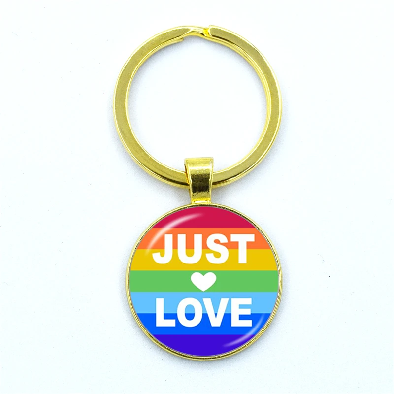 LGBT Stikla Cabochon Keychain Geju Lesbiešu Praids Varavīksnes Auto Kristāla Atslēgu Turētājs Keyring Šarmu Rotaslietas par Homoseksualitāti Dāvanu